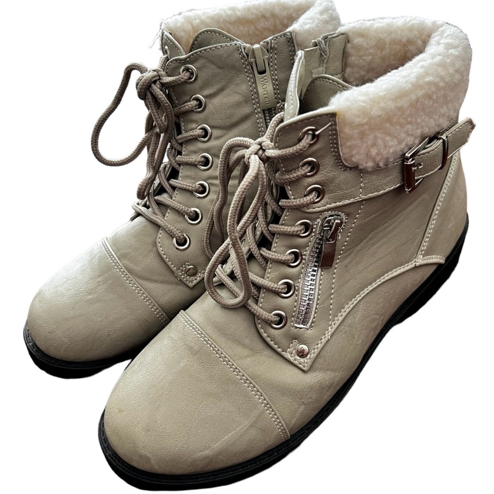Wanted Women's Ice White Barrie
Sherpa Trim Hiker Ankle Boot Size 7.5